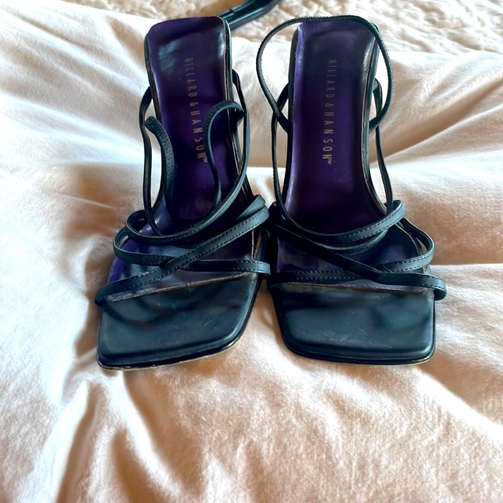 Black high heel sandals slip in gently worn size 7 elegant